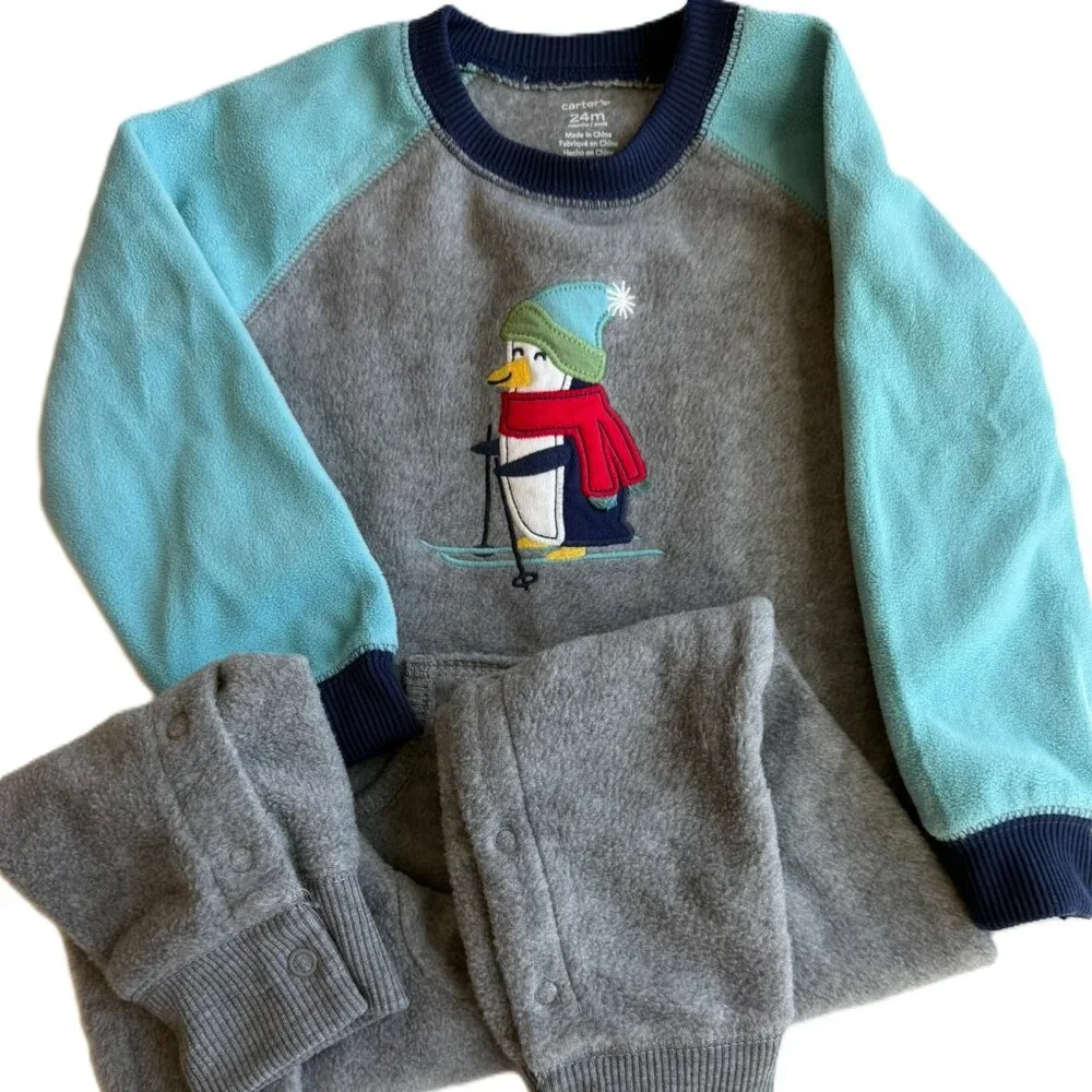 Microfleece Fleece Jumpsuit 24M Carters Skiing Penguin